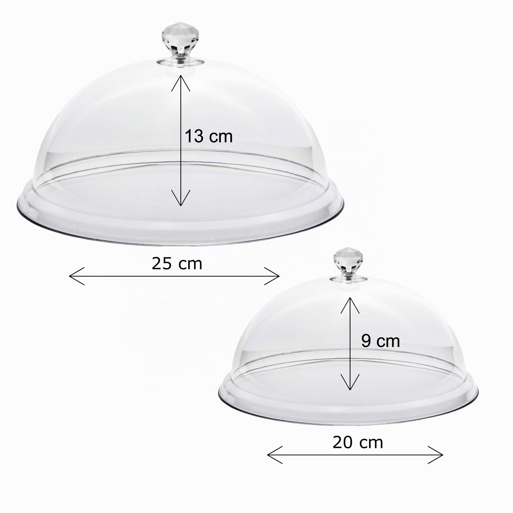 Juego de 2 campana para tartas en plastico, tapas para alimentos, 2 unidades, diámetro 20 y 25cm