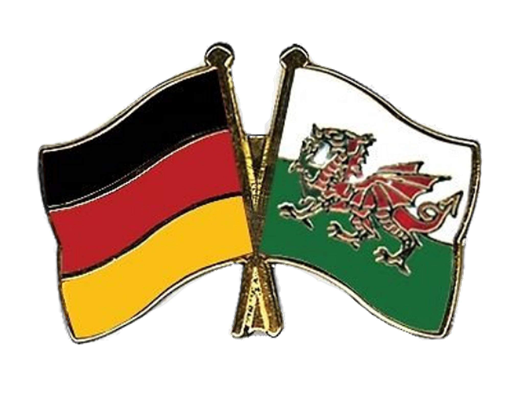 Germany & Wales Friendship Flags Gold Plated Enamel Lapel Pin Badge
