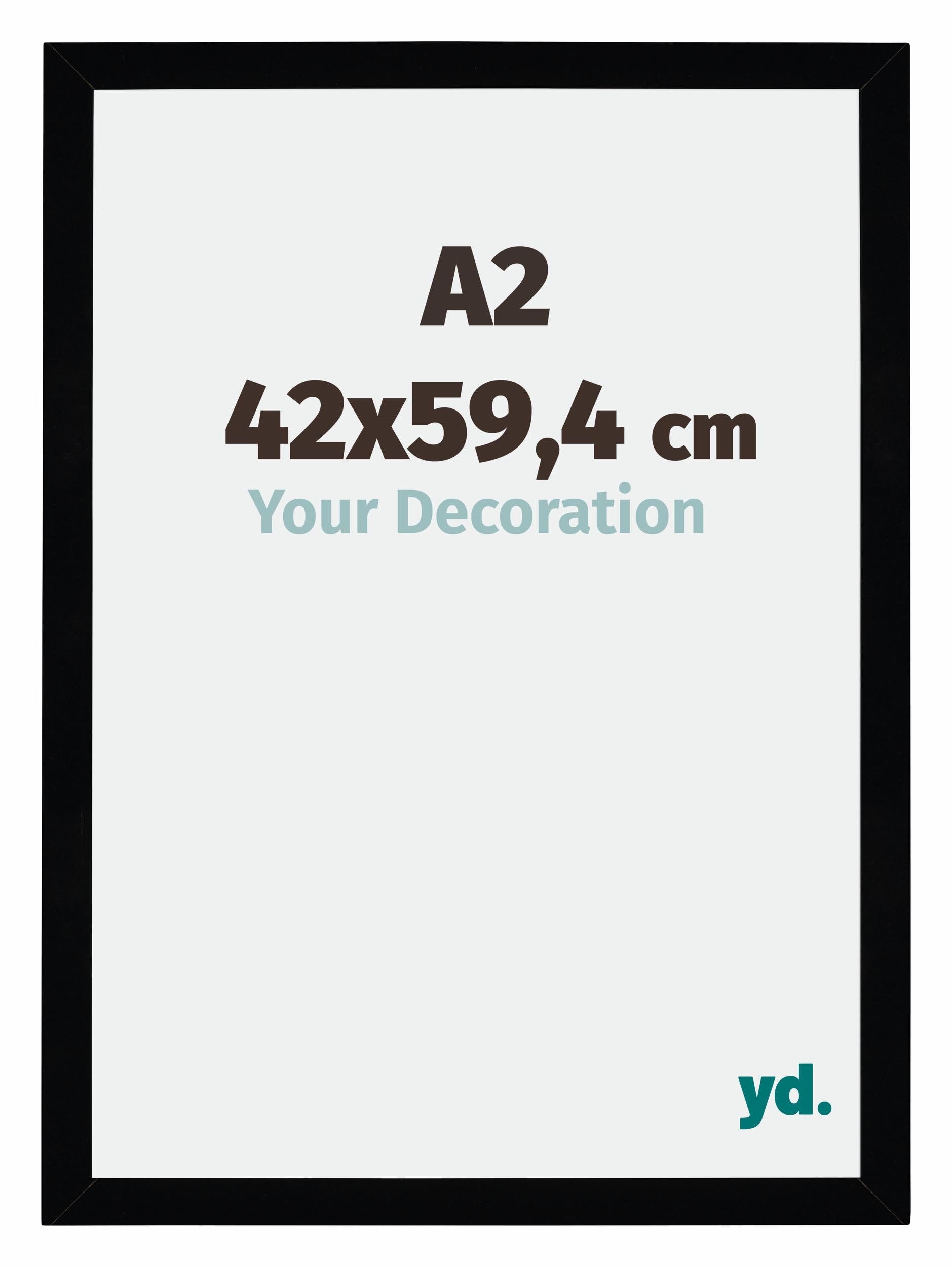 Your Decoration - Picture Frame A2 42x59,4 cm - Black High Gloss - Decorative Wall Frame in MDF with Antireflection - Frame A2 42x59,4 - Mura