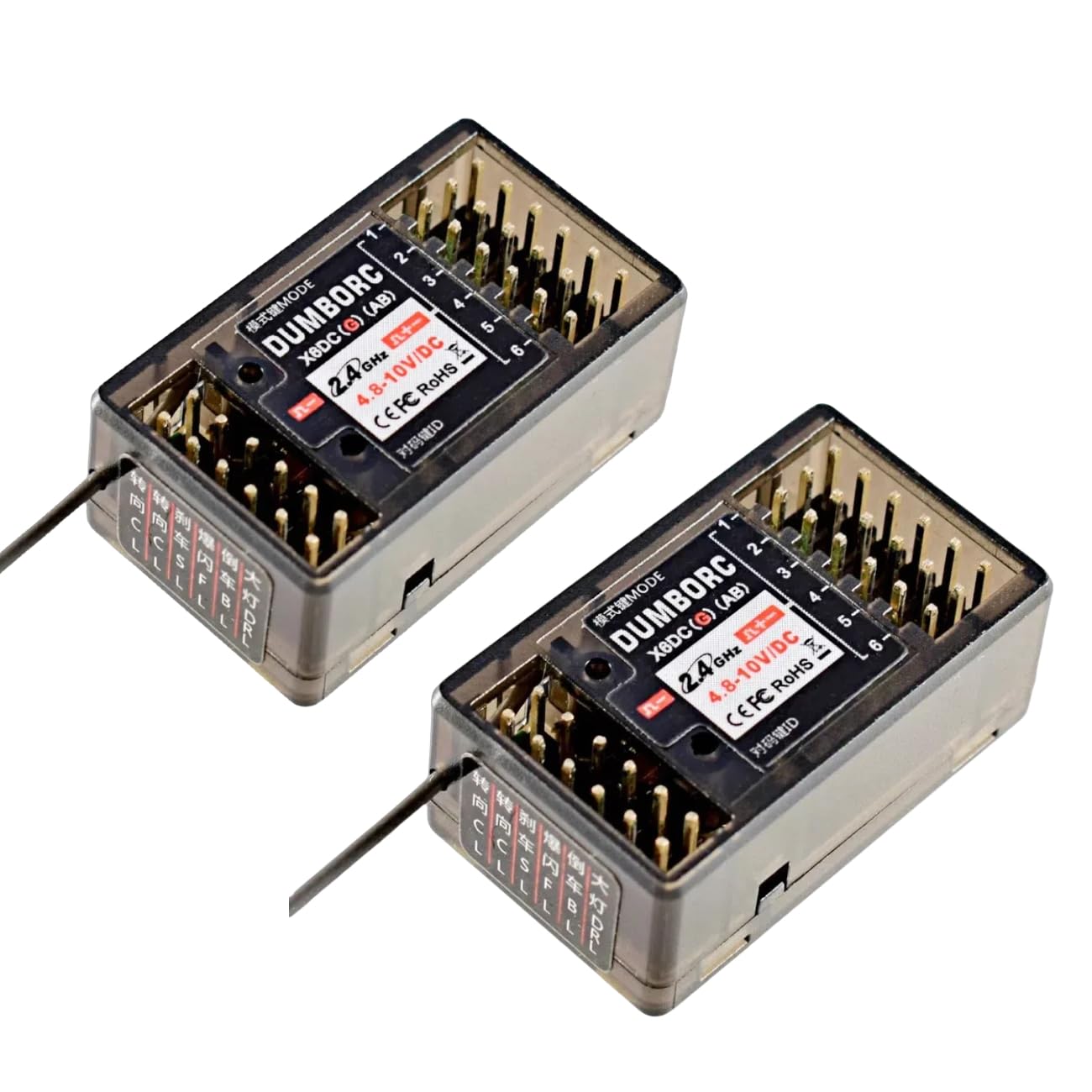 2PCS DUMBORC X6DCG RC Receiver with Gyroscope Linkage LED Simulation System Remote Receiver 2.4Ghz RC Controller Receiver for DUMBORC X4/X5/X6/X6PM/X10P-350/DDF-350