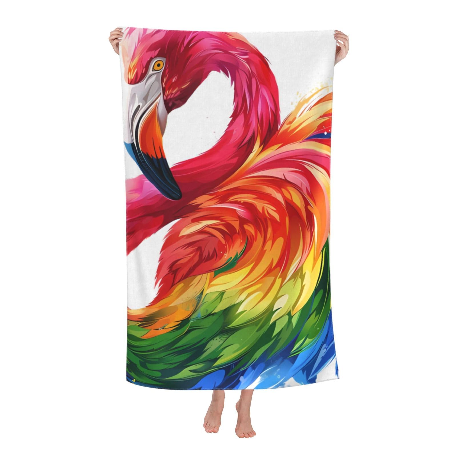 LSRCPD Beach Towel Rainbow Flamingo Microfiber Beach Towels Blanket Oversized Tropical Big Extra Large XL Pool Towels Quick Dry Sandproof for Women Girls Kids