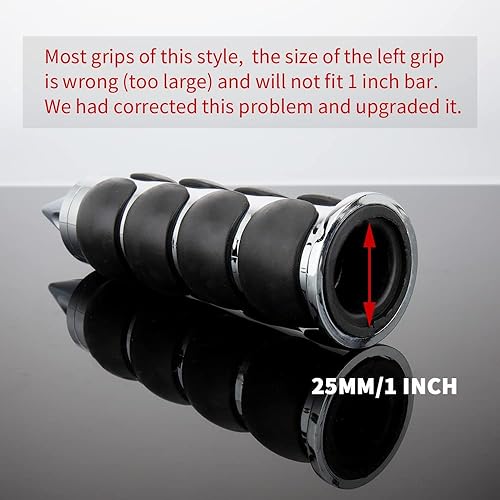 Miniatura 3 de KICRY Empuñaduras de mano para motocicleta de 1 pulgada para manillar de acelerador, 0.984 in, goma de aluminio cromada, negra, compatible con
