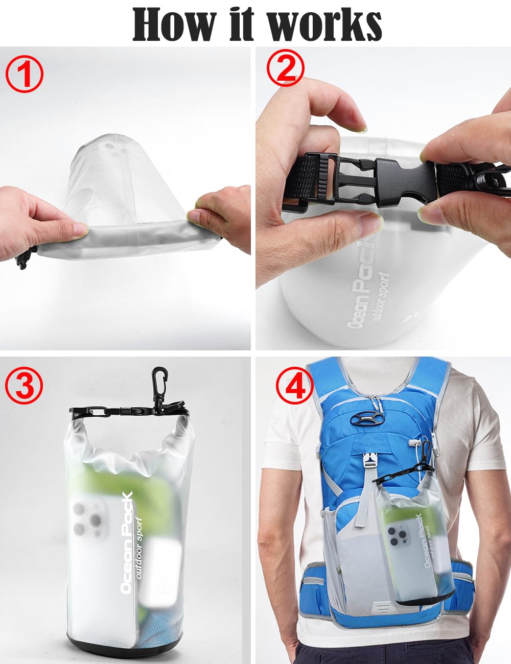 Henrycares Waterproof Dry Bag 2L 5L 10L 20L, Small Boat Dry Bag with Kayak Hook - Image 6