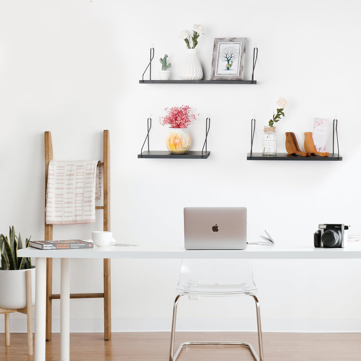 Amazon｜YOYAI ウォールシェルフ 壁を傷つけない3点セット 壁 棚 天然