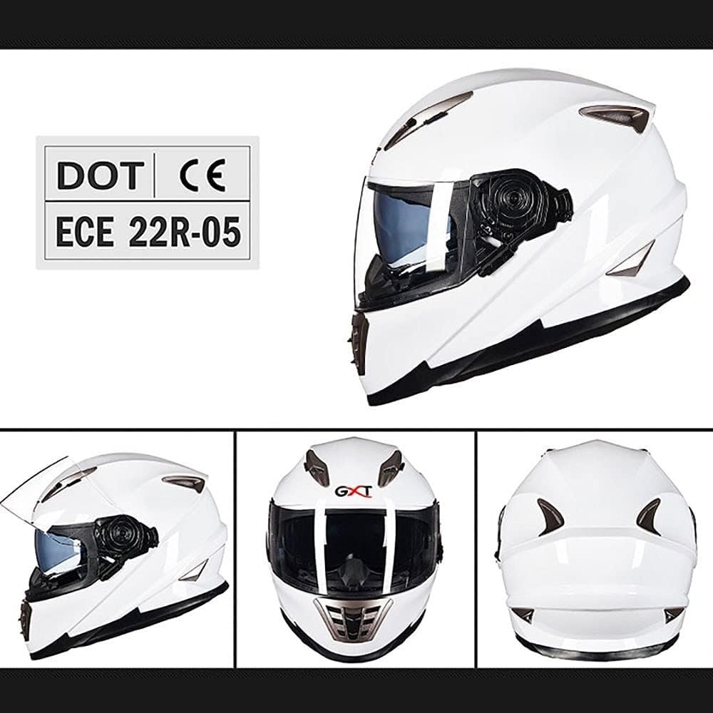 Casco apribile con casco integrato per moto a doppia lente antiappannamento Certificazione DOT/ECE Casco apribile leggero per adulti unisex per bici da strada, corsa, motocross C,L55-56CM