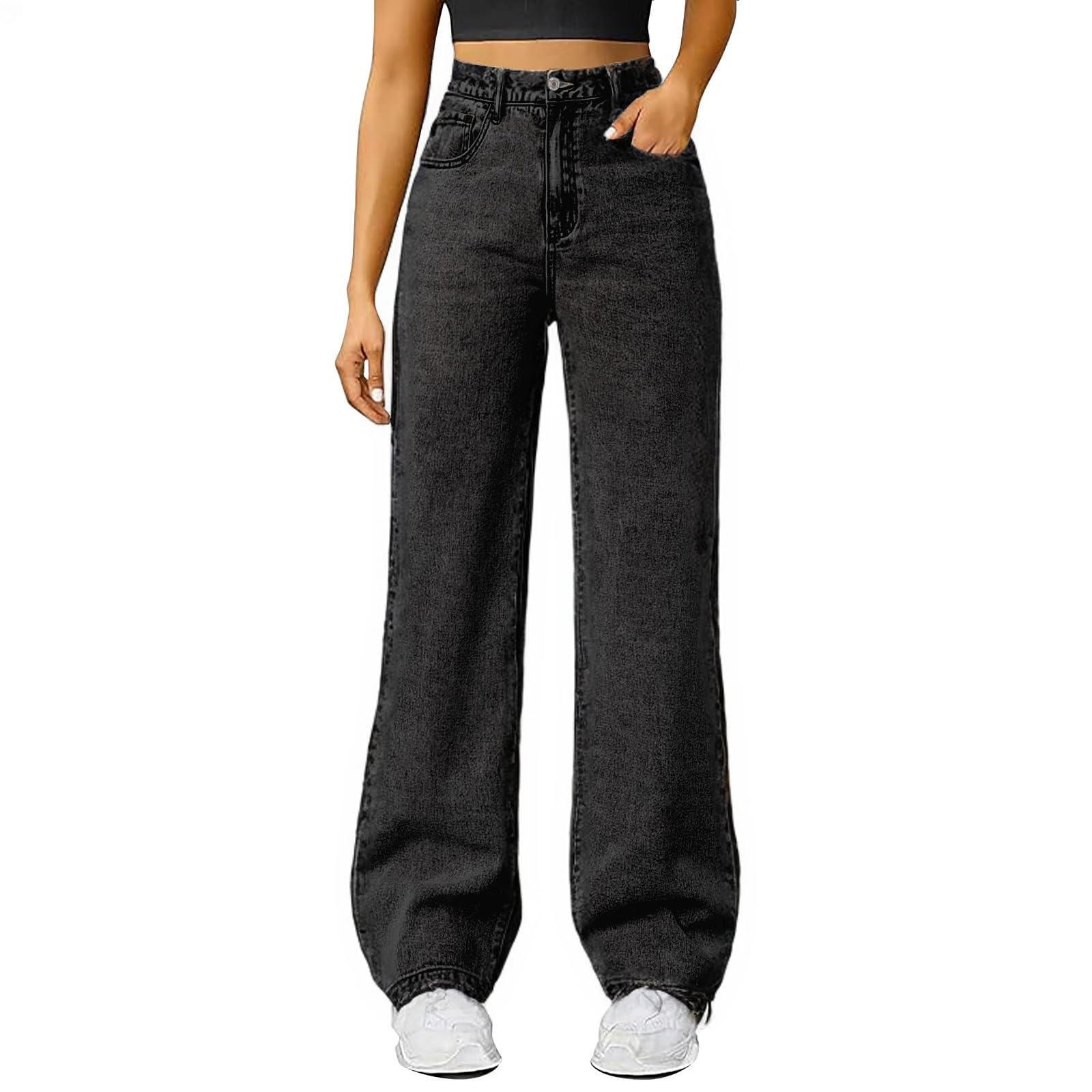 Slakkenreis Woman Wide Leg Jeans High Waisted Baggy Jeans Boyfriend Jean Elastic Waist Stretchy Jean Straight Leg Denim Pants