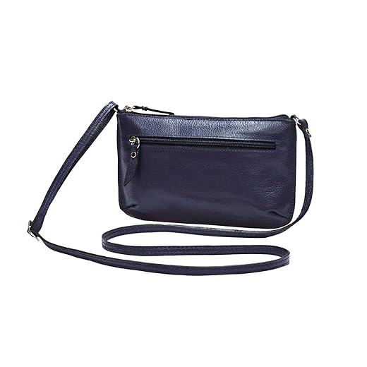Bolsa Feminina Pequena Compacta Transversal em Couro Legítimo com Ziper Madamix MDXB364