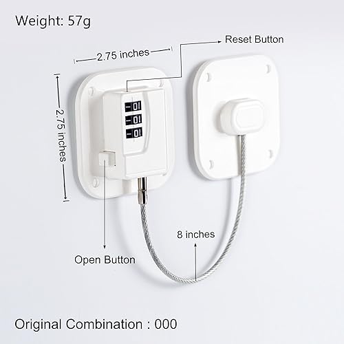 Miniatura 2 de Cerradura de refrigerador, cerradura de nevera resistente, cerradura de combinación para armarios de refrigerador, cajones, bloqueo de seguridad,