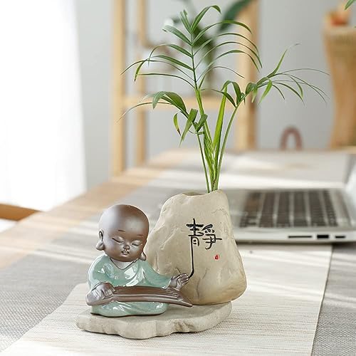 Miniatura 2 de Estatua de cerámica para mascotas, figura creativa de monje zen de arena morada para decoración de escritorio de oficina en casa, regalo