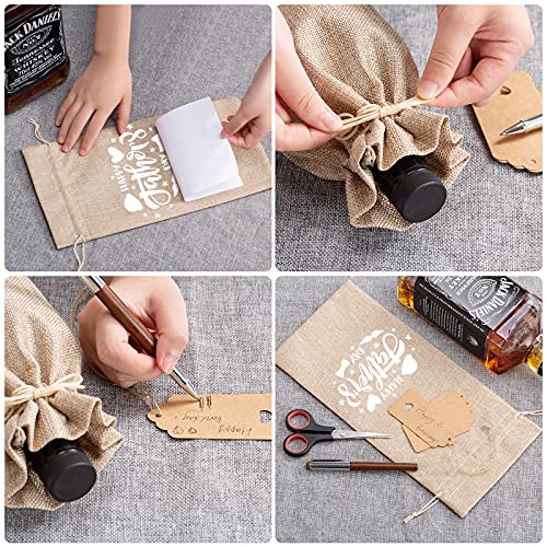 Homum 12Pcs Premium Burlap Wine Bags And 12Pcs Gift Tags, Reusable Wine Gift Bags With Drawstrings, Wine Bottle Bags, Wine Bags For Wedding, Birthday, Blind Tastings, Christmas, Travel,Party, Home Storage #TOP3
