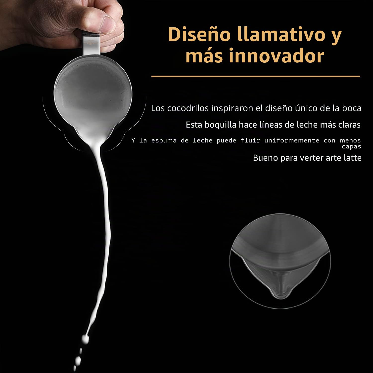 MHW-3BOMBER Jarra de leche profesional de acero inoxidable, 500 ml, jarra de leche para barista, jarra de espuma de leche para café expreso y latte art, con diseño de boca Hawksbill, accesorio