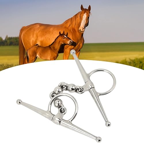 Miniatura 2 de TOPINCN Broca de caballo de acero inoxidable de 5.315 in, boca de cobre, eslabones ovalados, anillo suelto, broca de boca de caballo, broca completa
