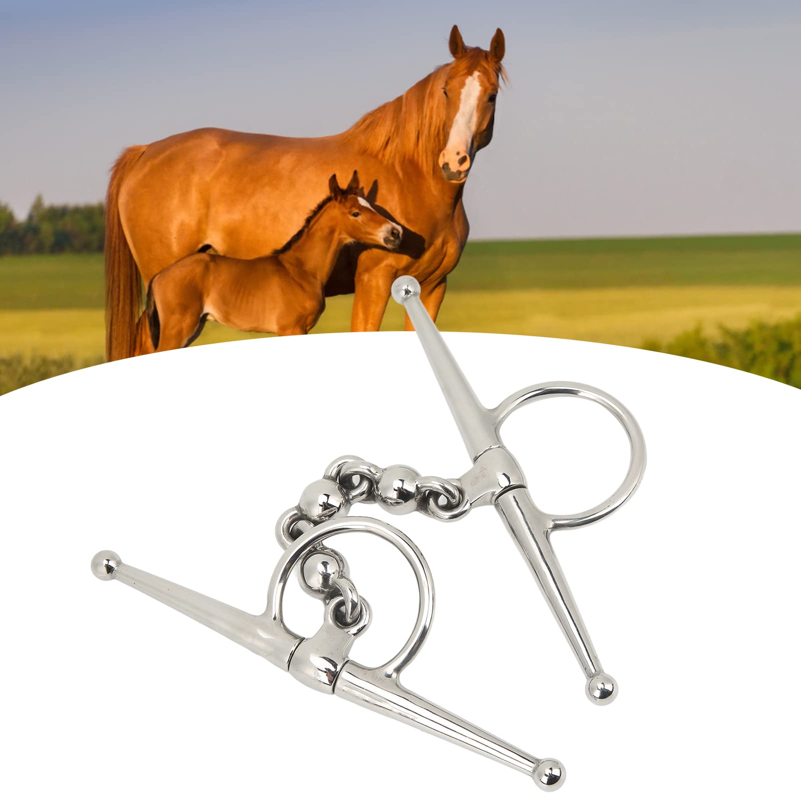 Mordedura de Boca de Caballo, Broca para Montar en la Boca de Caballo, Fácil de Controlar, Evita Mordeduras, Mano de Obra Fina con Cadena de Bolas de Granero