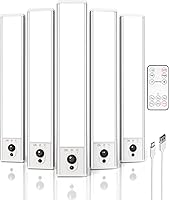 EZVALO 5-Pack Motion Sensor Under Cabinet Lights, 2400mAh Rechargeable Wireless LED Closet Lights, Dimmable 6500K with Remote Timer for Kitchen Closet Stairs