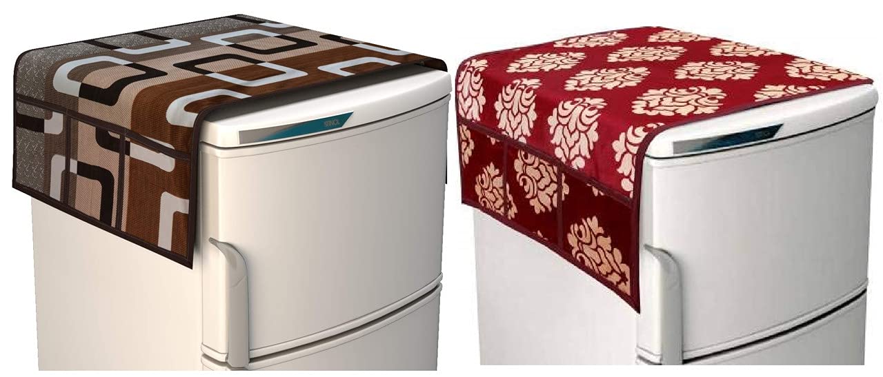 Anki Decor Printed Fabric Fridge Mat Top Cover with Side Pockets Combo Pack [Anki-FM-C1n8]