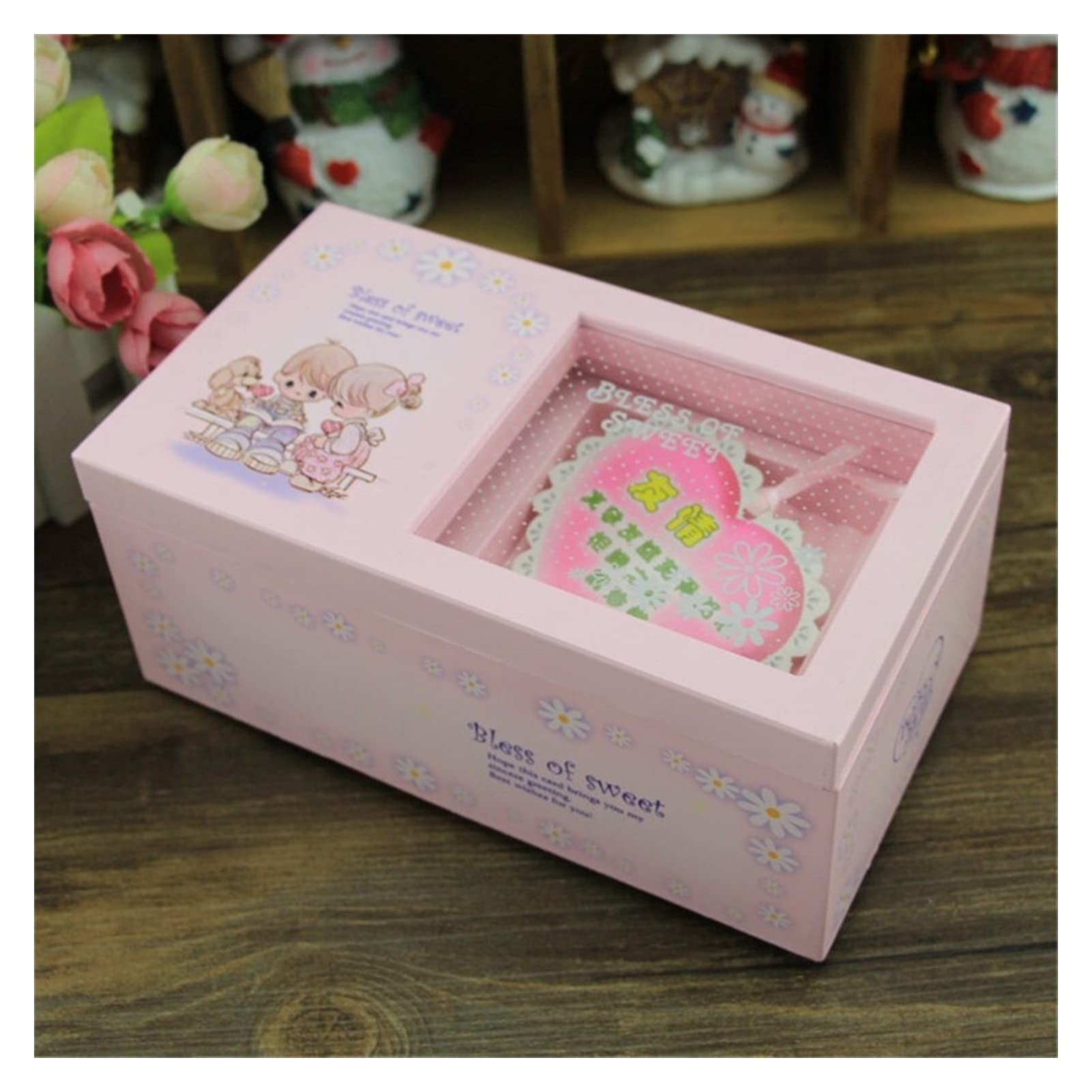 Caja de Musica Caja de música Bailarina giratoria Creativa Música Multifuncional Joyería Almacenamiento Transparente Cubierta Decoración Regalo Navidad(A)