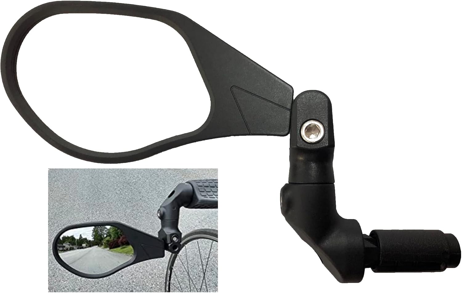 Hafny NEW Bar End Bike Mirror, HD Automotive Grade Glass Lens, Large Surface, Shatterproof, Multi-Angle Adjustable, E-Bike Mirrors (HF-M903RB-FR08) (HF-M903LS-FR08 (Left Side, Silver Glass))