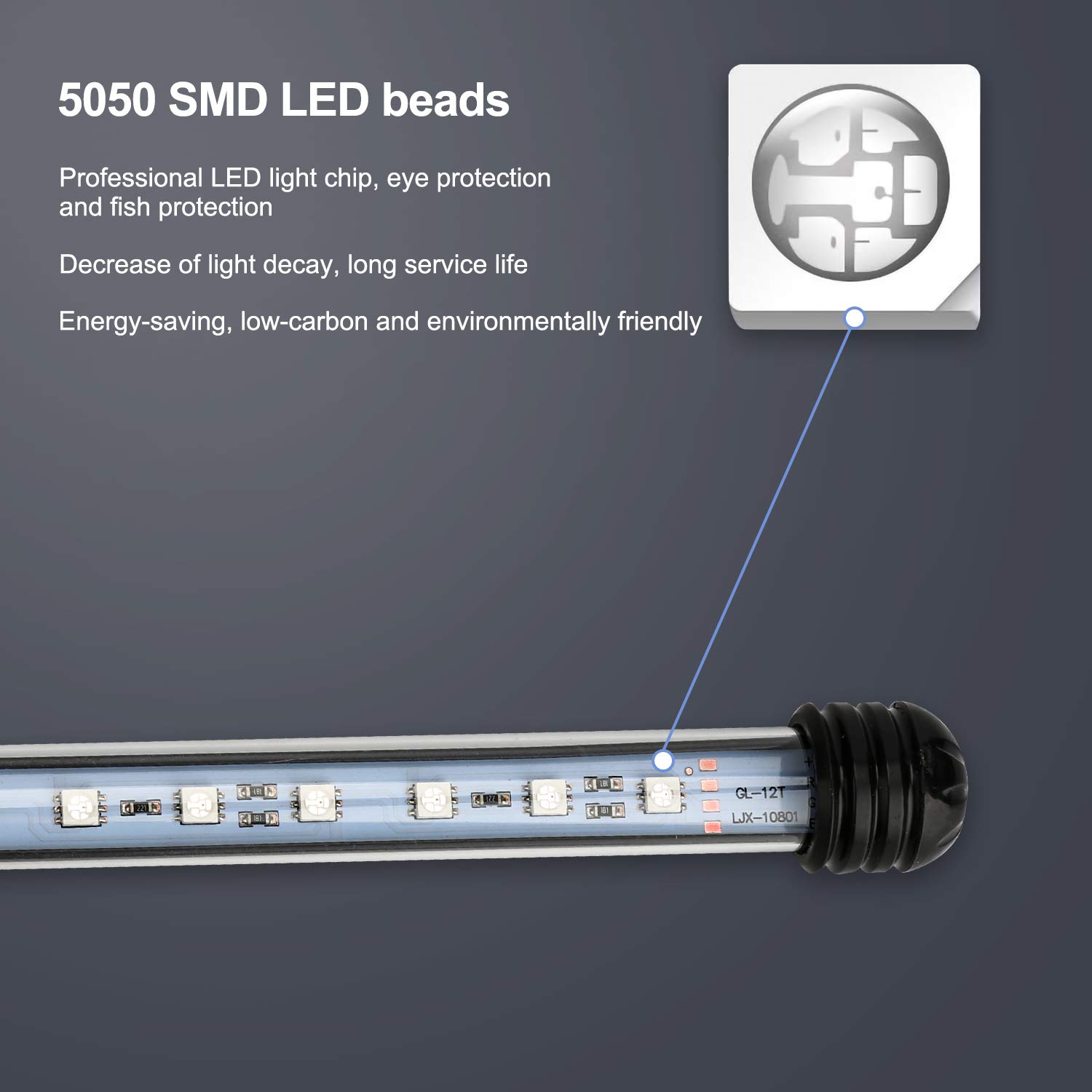 Acuario Iluminación LED, 4W Acuario Luz RGB, IP67 resistente al agua, Universal Fit lámpara de acuario, para pecera, acuario de plantas, EU Plug