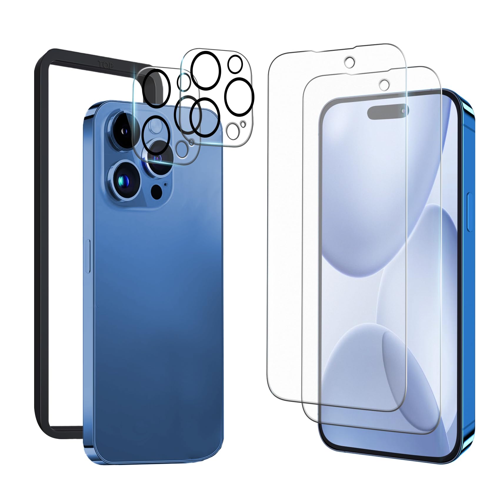 Slanku アンチグレア ガラスフィルム iphone 15 Pro max 用 国産旭硝子【2枚液晶保護+2枚レンズ保護】 硬度9H さらさら