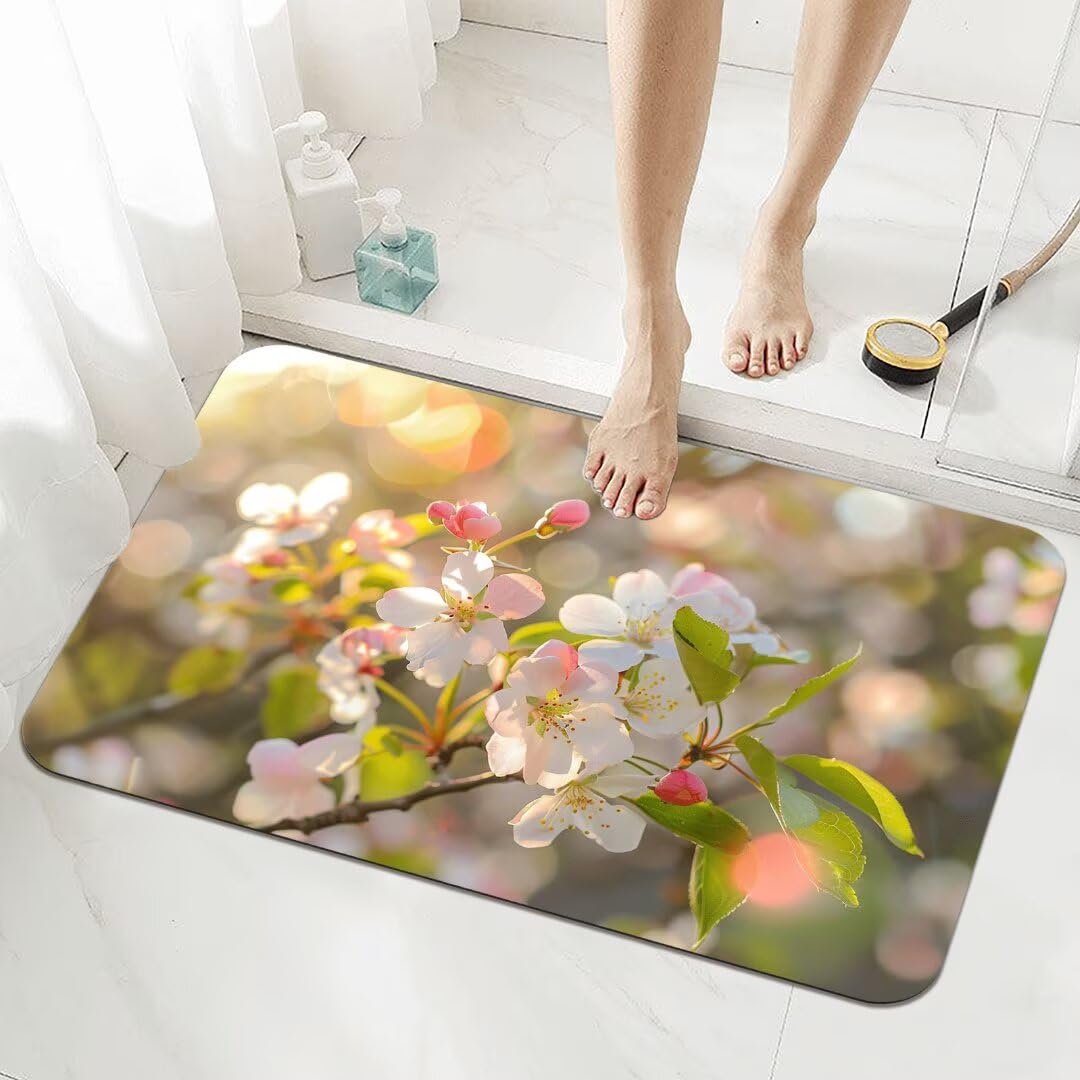 Tapis de bain 60x90cm Flowers à séchage rapide pour sol de douche et baignoire
