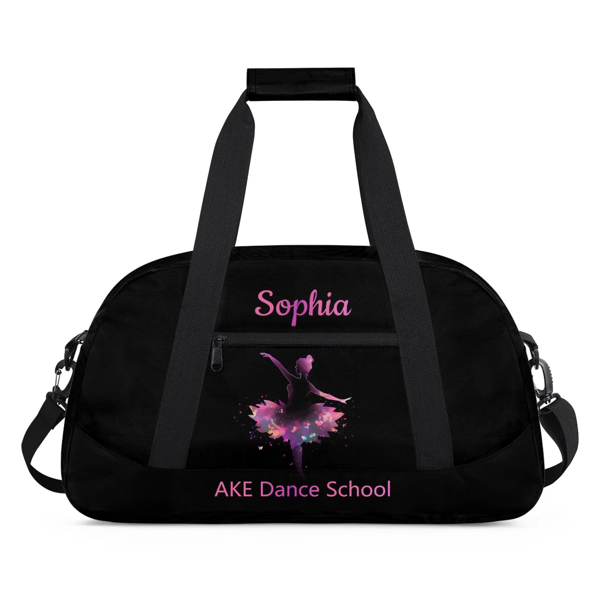 Pink Dance-Bag for Girls Balck Personalized Ballet Kids Duffel-Bag Small Overnight Weekend Travel-Bag with Name for Dancers