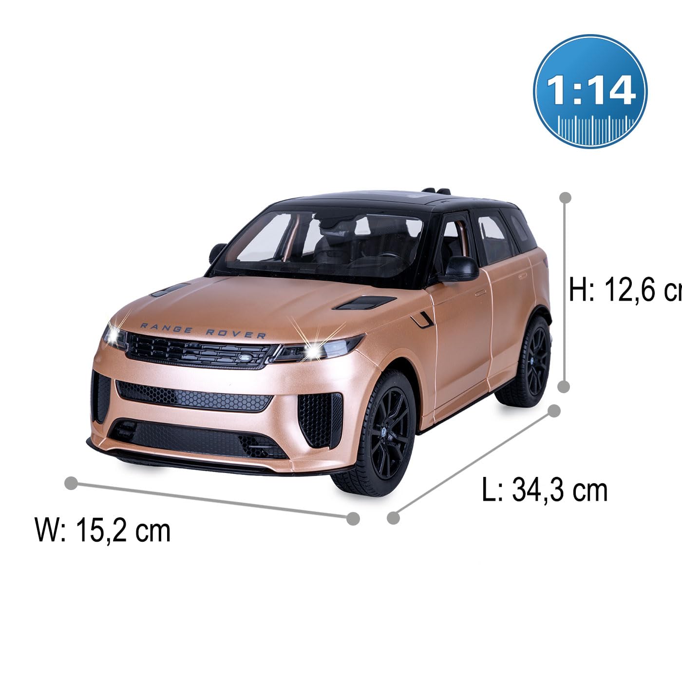 JAMARA 402244 Range Rover Sport SV 1:14 2,4 GHz – drzwi ręczne, zdalnie sterowany samochód RC, samochód zabawkowy dla dzieci z pilotem zdalnego sterowania, model samochodu, pomysł na prezent dla