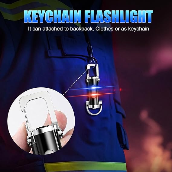 3 Pack Keychain Flashlights, EDC Mini Flashlight Rechargeable, COB Keychain Work Light Flashlights 7 Light Modes, Bright Small Keychain Flash Light for Walking Searching Home and Hiking