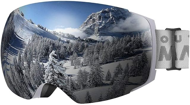 OutdoorMaster Gogle narciarskie PRO - bezramkowe, wymienne soczewki 100% ochrona UV400 Ski Snowboardowe gogle dla mężczyzn, kobiet i młodzieży