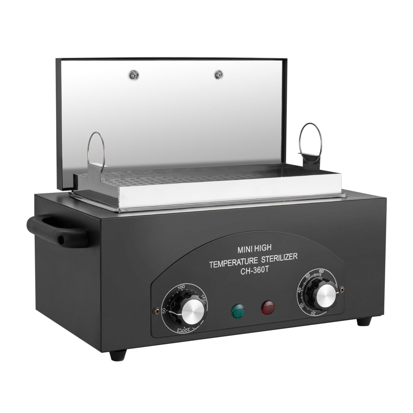 300W Heißluftsterilisator Desinfektion 220℃ Sterilisationsgerät Hochtemperatur Sterilisator Desinfektionsschrank für Nagelwerkzeuge, Schönheitssalon, Friseursalon, Timer 1-60 Minuten (Schwarz)