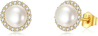14K Gold Freshwater Cultured Pearl Earrings Solid Gold Dangle Drop/Stud/Chain Earrings Jewelry Gifts for Women Girls