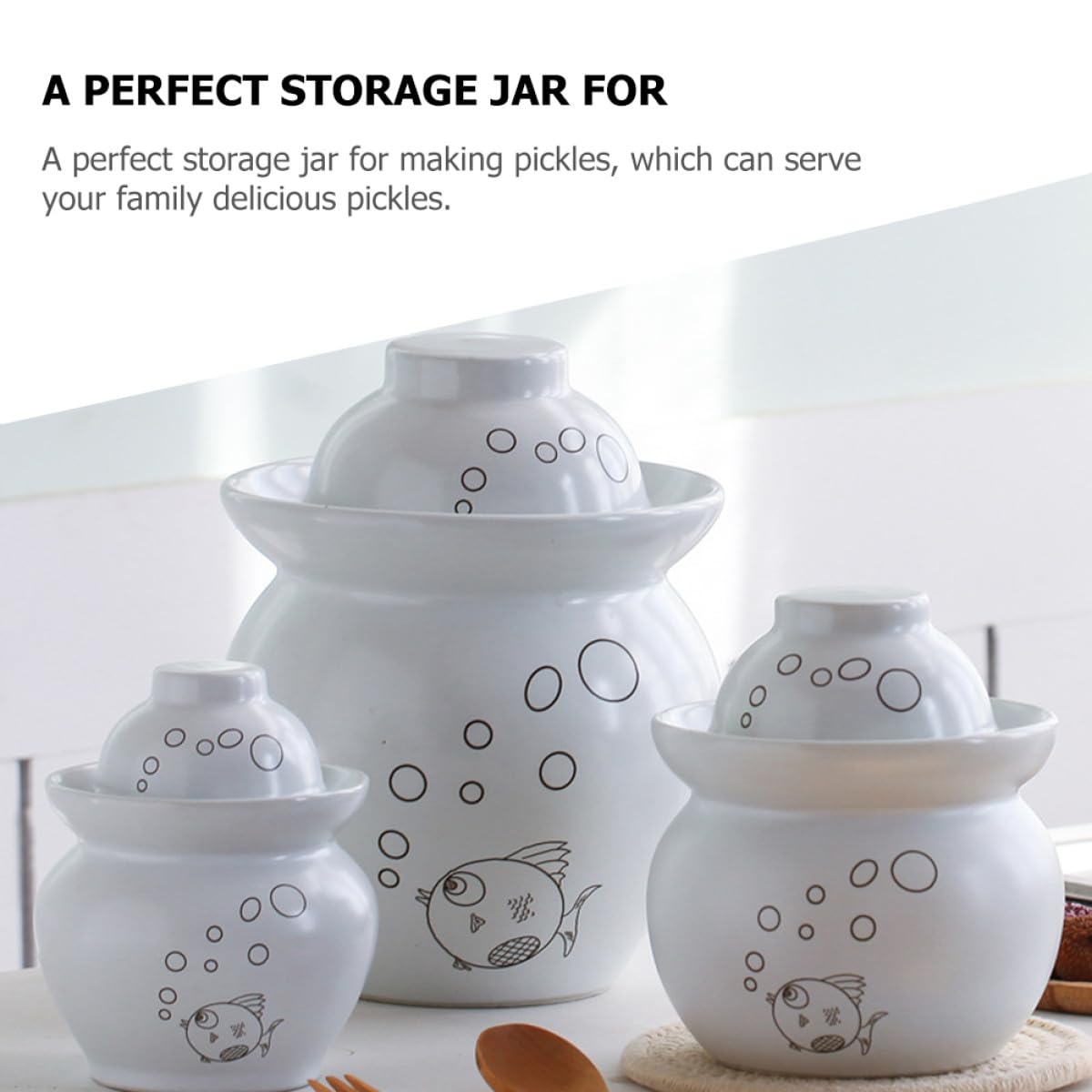 BESPORTBLE Vaso per Fermentazione Alimentare in Materiale Inorganico da 0,75 Kg Coperchio Ermetico e Facile da Pulire per Conservazione Sottaceti e Verdure Fermentate in Cucina