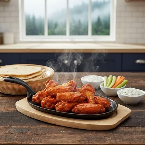 Miniatura 2 de Soro Essentials - Base de madera para fajita de forma ovalada de 12-58" x 9" x 34" - Base de madera para fajita chisporroteante para fajita de 8-78"