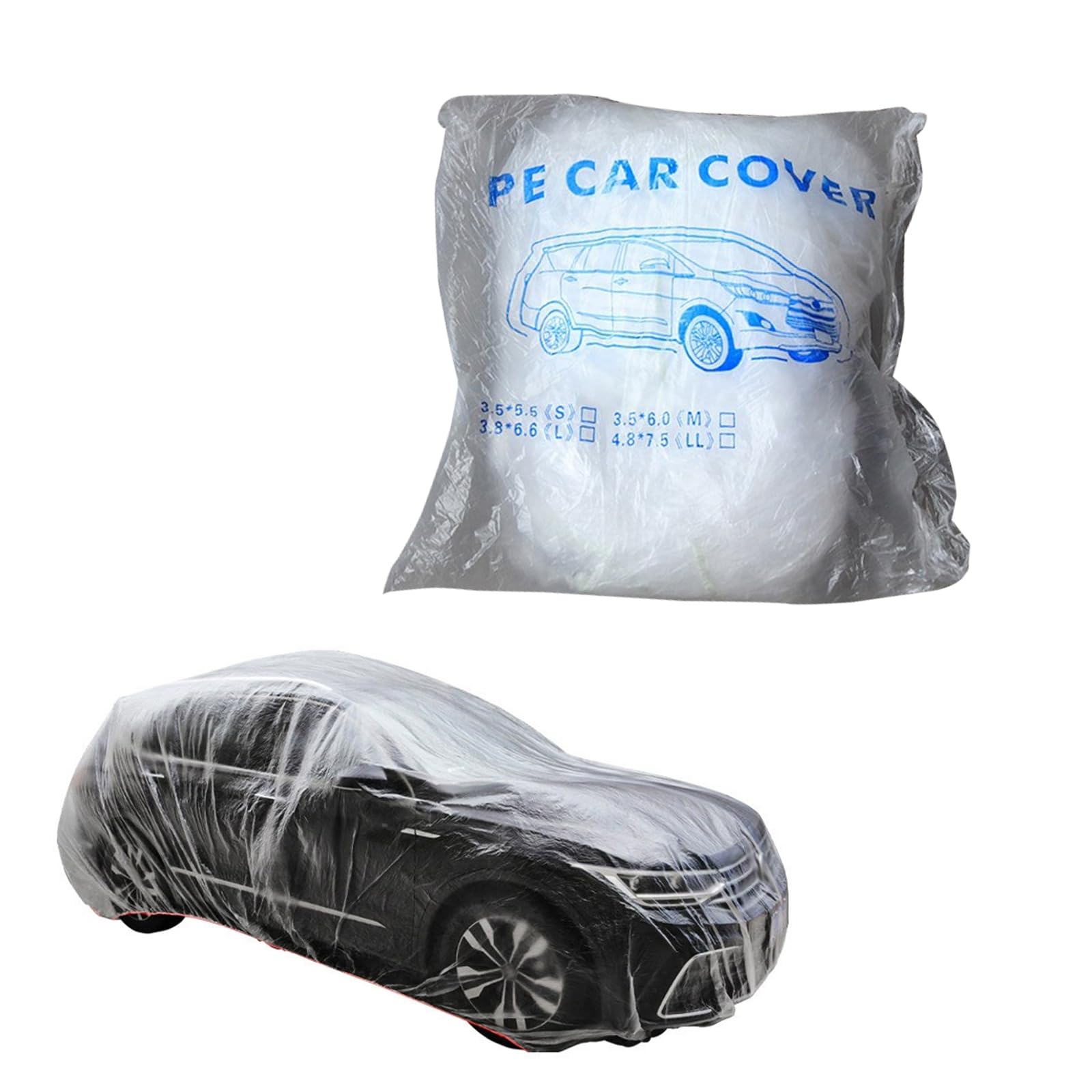 Qurbuns 1 PC Disposable Car Covers 12 4 FT x 21 6 FT Clear Plastic Car Cover Rain