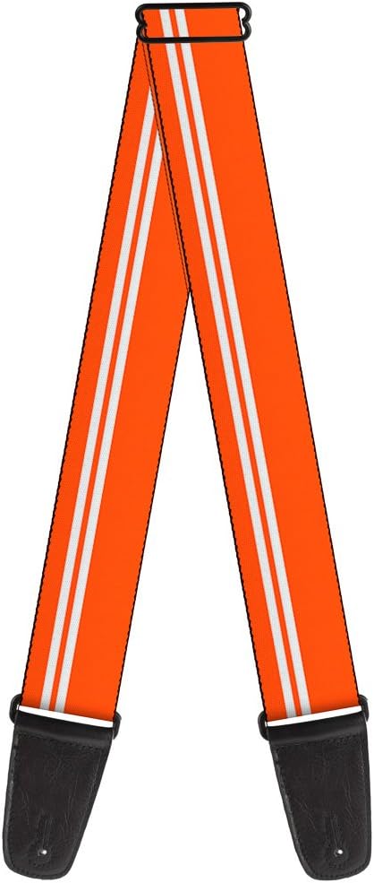 Buckle-Down Guitar Strap Racing Stripe Orange White 2 Inches Wide