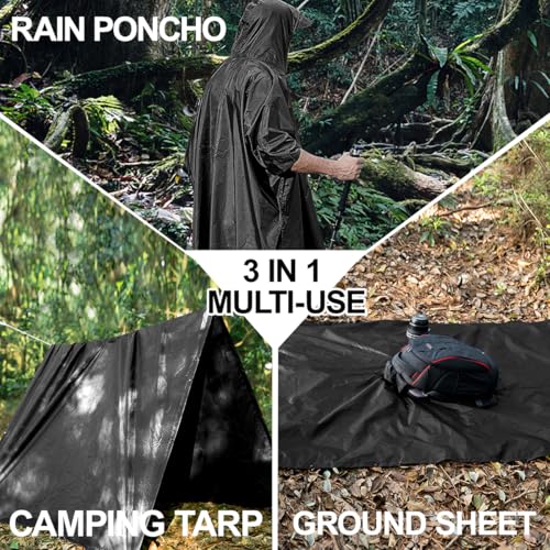 Image of salamra Hooded Rain Poncho Waterproof Raincoat Jacket for Men /Women /Adults with Pocket