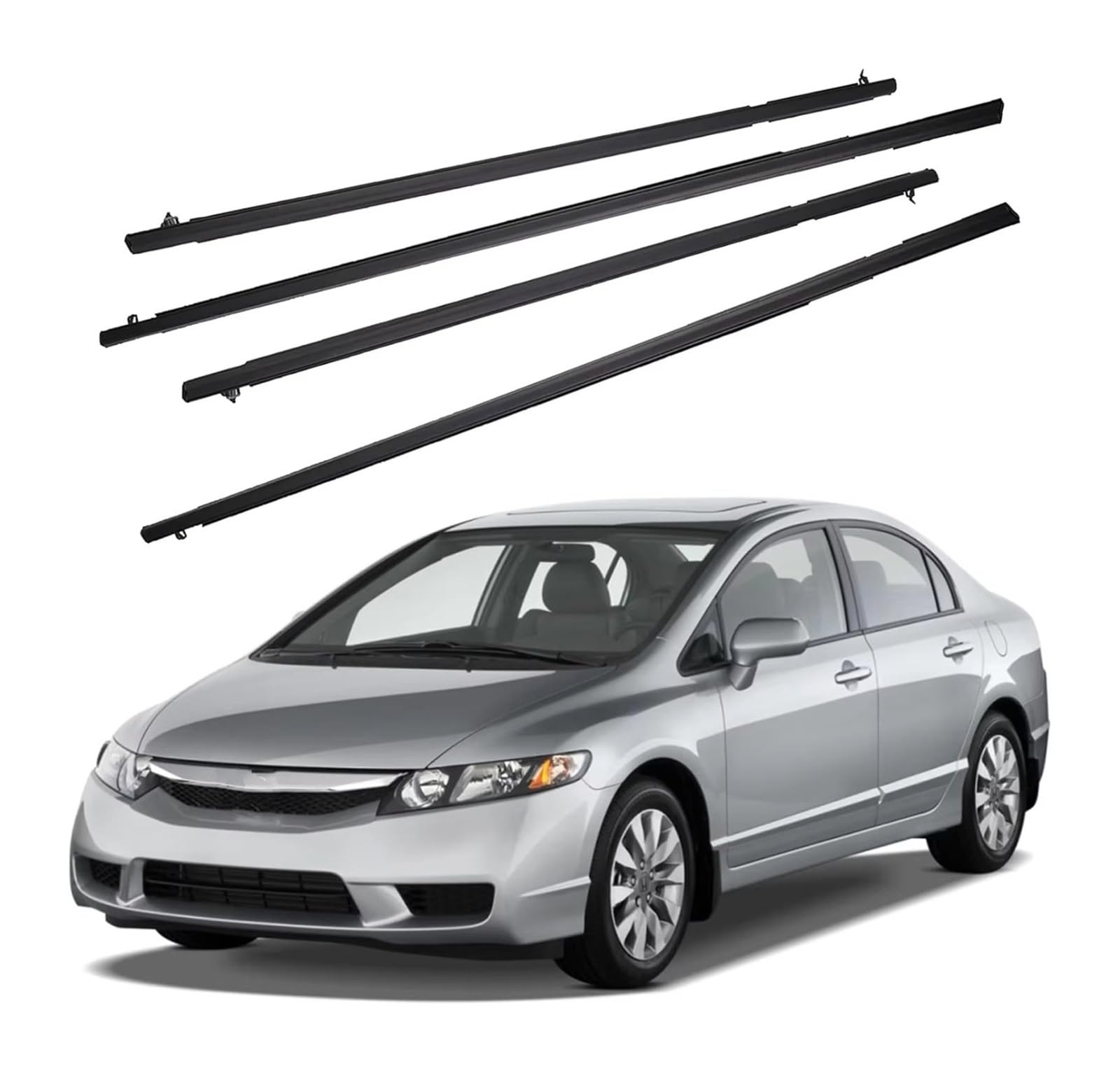 for Civic 2006-2011 Window Weatherstrips Rubber Door Moulding Trim Belt Outer Glass Seal Belts Car Door Seal Protector