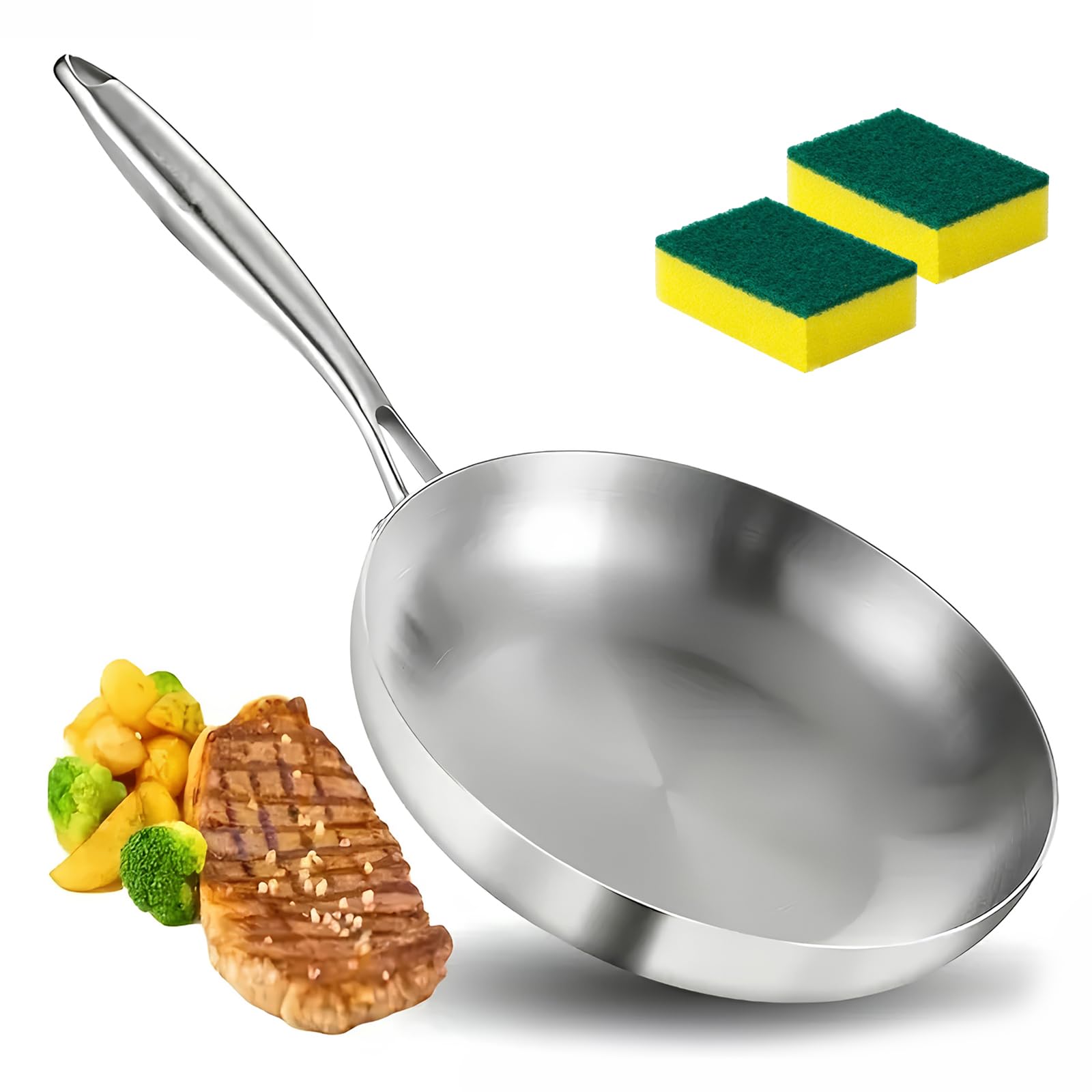 11.8In, Stainless Steel Skillet Frying Pan Saute Pan Chef'S Pan Fast Even Heating Cooking Pan Dishwasher and Oven Safe/11.8In
