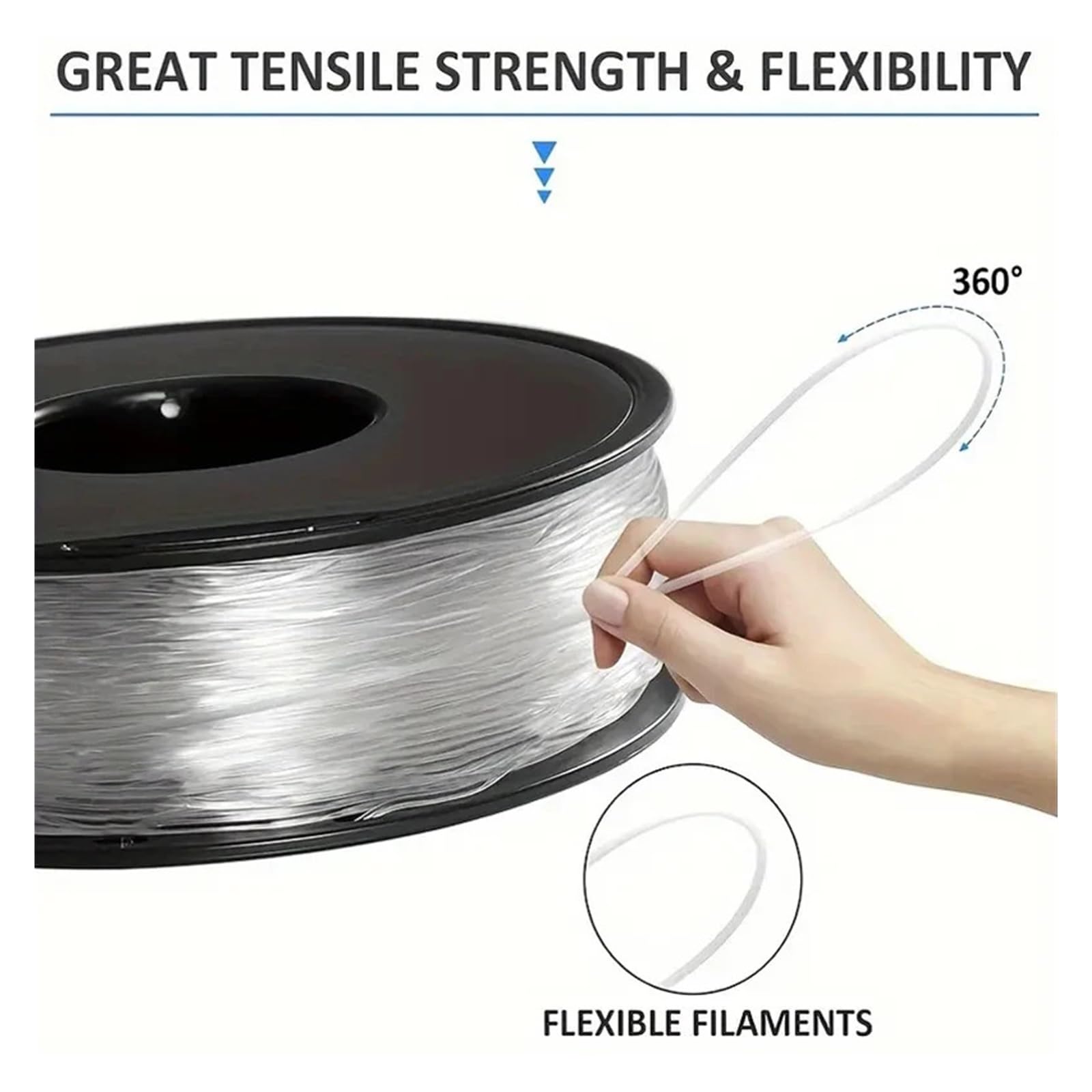 Filamento flessibile trasparente TPU 3D da 1,75 mm, rotolo da 1 kg/500 g/200 g, filamento for stampante 3D flessibile, materiali for stampa in plastica trasparenti(Transparen,500g)