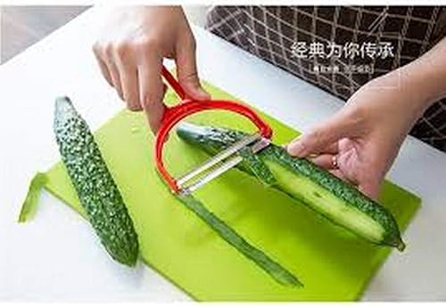 Vista 3 de JapanBargain S-3000, 1 pelador de boca ancha de patatas y calabacín de frutas japonesas, colores surtidos