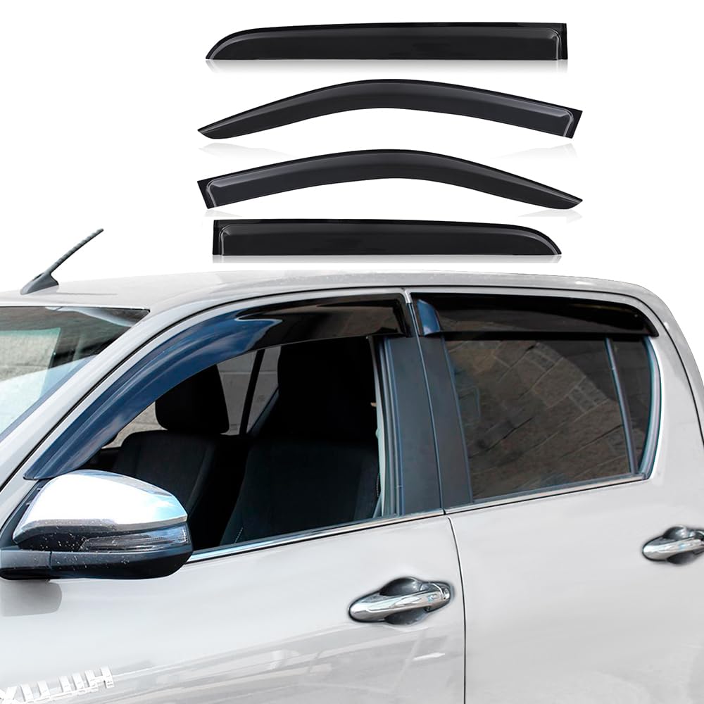 4 deflectores de Viento para Puertas Laterales y Lluvia para Toyota Hilux 2015-2024 Revo Rocco AN120 AN130 Doble Cabina Parasol Protector contra la Intemperie