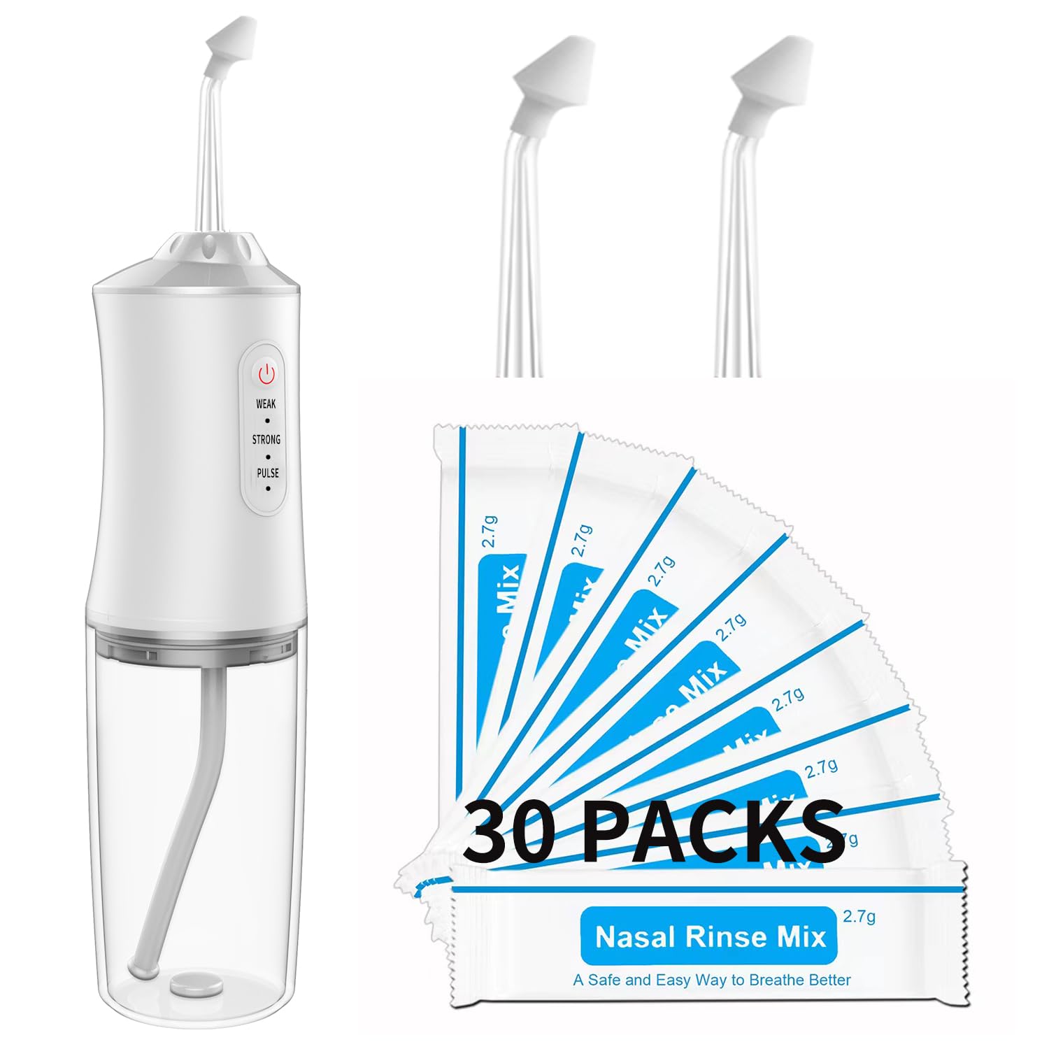 Electric Cordless Nasal Irrigation System with 30 Saline Packets,Nasal cleaner,Nose irrigator,Nasal rinse machine,Nose wash Portable for Sinus Relief,Nose Cleaner Machine