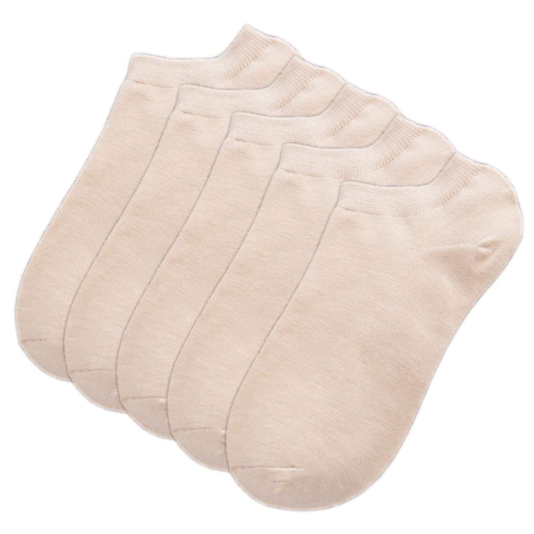 Hamjax Womens Invisible Socks Casual Low Cut Ankle Socks, 5 Pairs, Nude