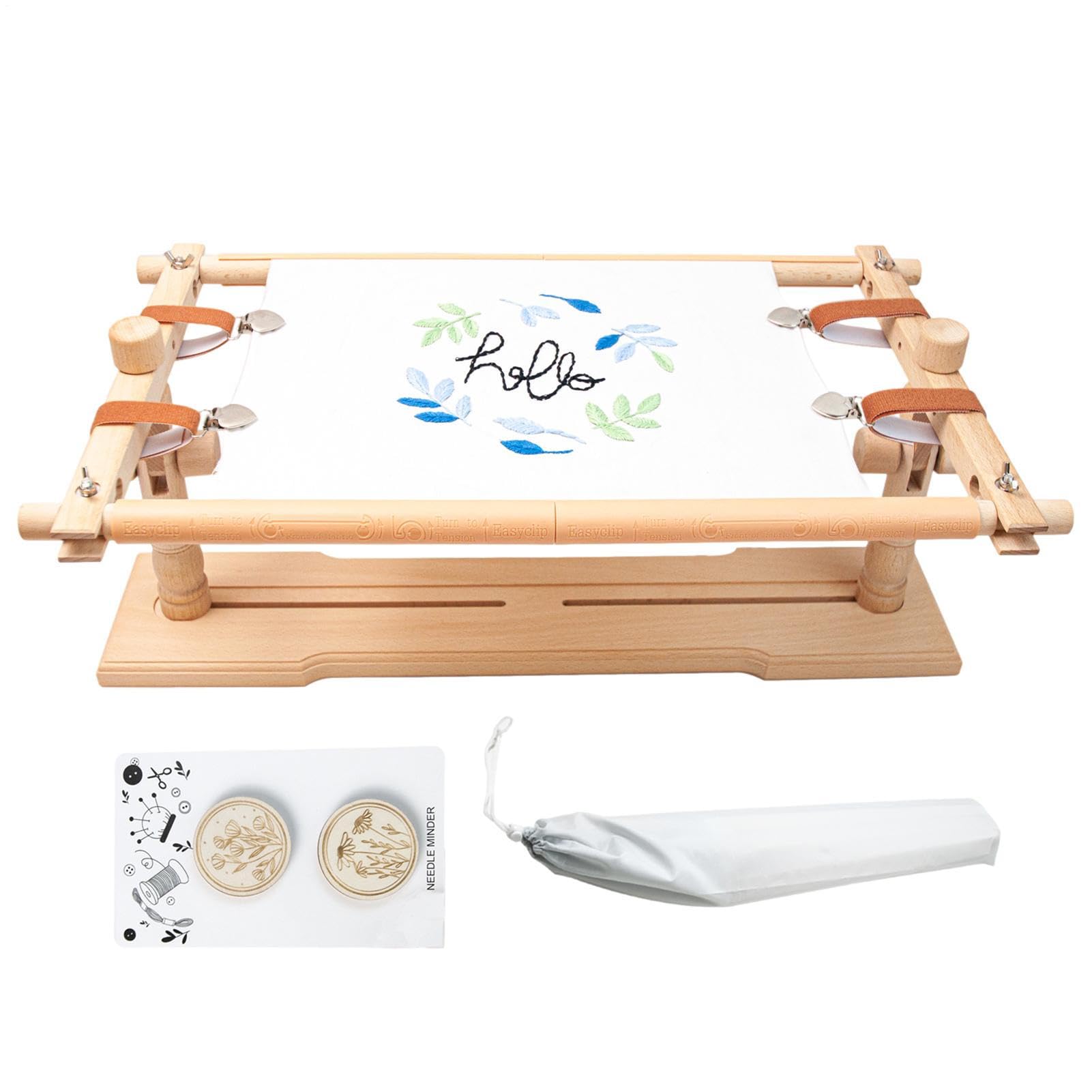 Soporte de bastidor de bordado giratorio ajustable, soporte de punto de cruz , soporte para bastidor de bordado fácil de usar de madera de haya natural manos libres para manualidades, N