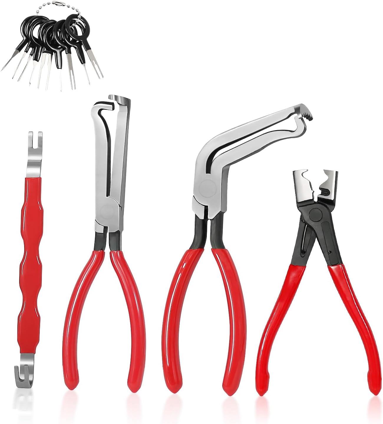 5 Pieces Electrical Disconnect Pliers Set, Automotive Connector Removal Tool for Cars & Trucks, Terminal Pin Extractor, Hose Clamp Pliers, Dual-Head Separator