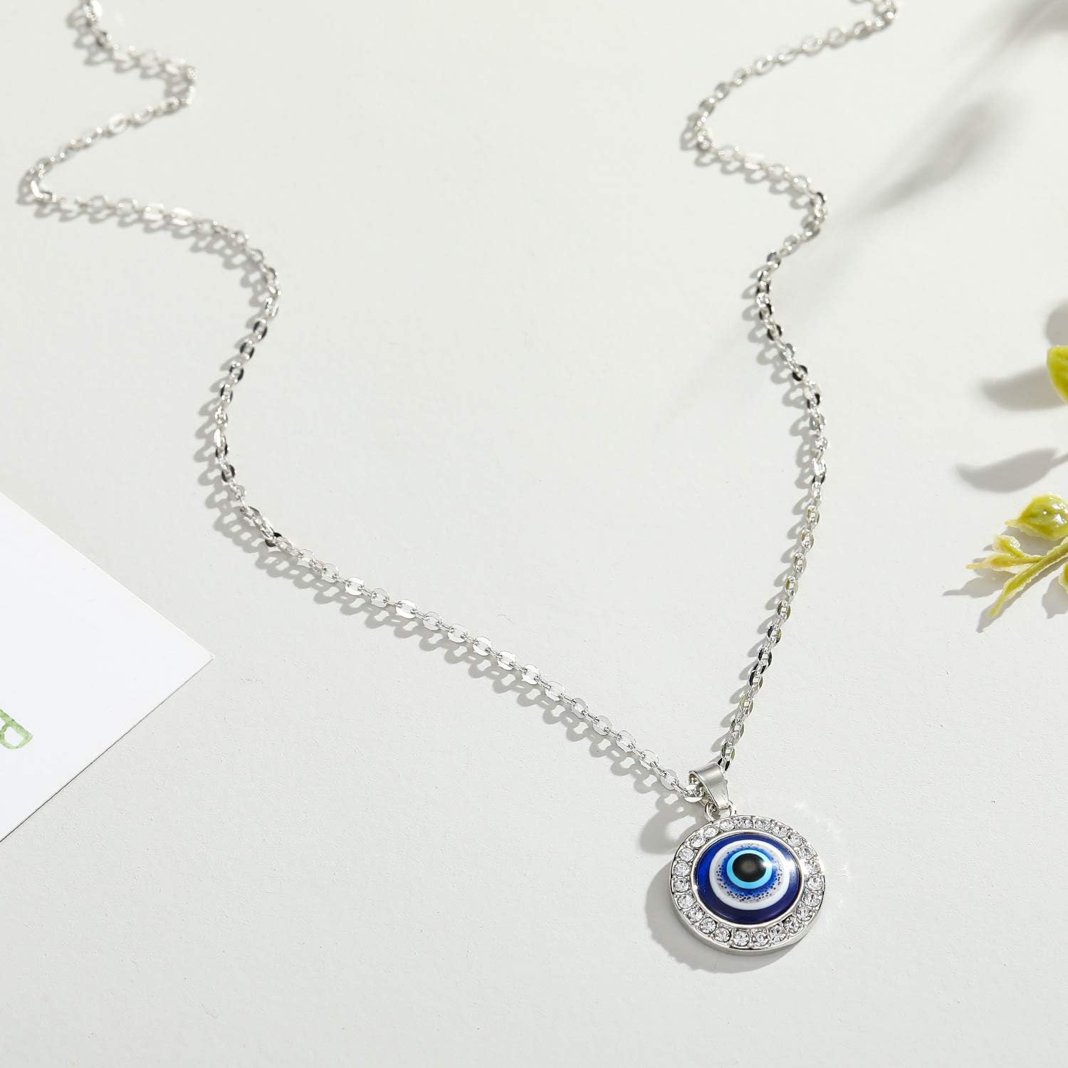 Turkey Guard Necklace Evil Eye Amulet Pendant Necklace Statement Circle Crystal Glass Evil Eye Charm Protect Ojo Choker for Women Girls Jewelry - Image 2