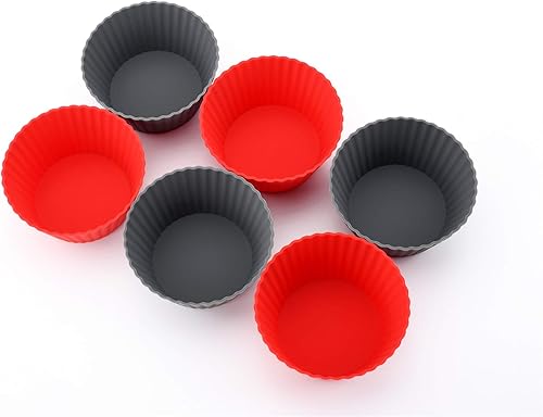 Miniatura 3 de Paquete de 12 tazas reutilizables antiadherentes de silicona jumbo para hornear, forros para cupcakes y muffins, tamaño grande de 3.8 pulgadas,