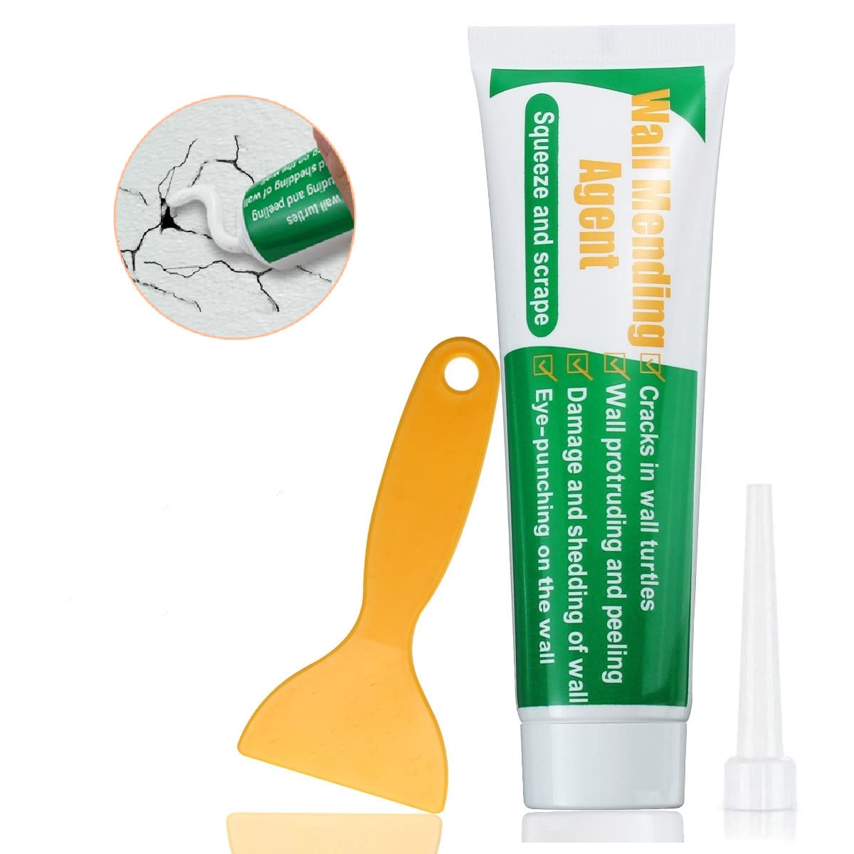 Wall Mending Agent, Spackle Repair Paste, Drywall Patch Quick & Easy Hole Filling Solution-Wall, Wood, Wall Repair Kit for Home Office School