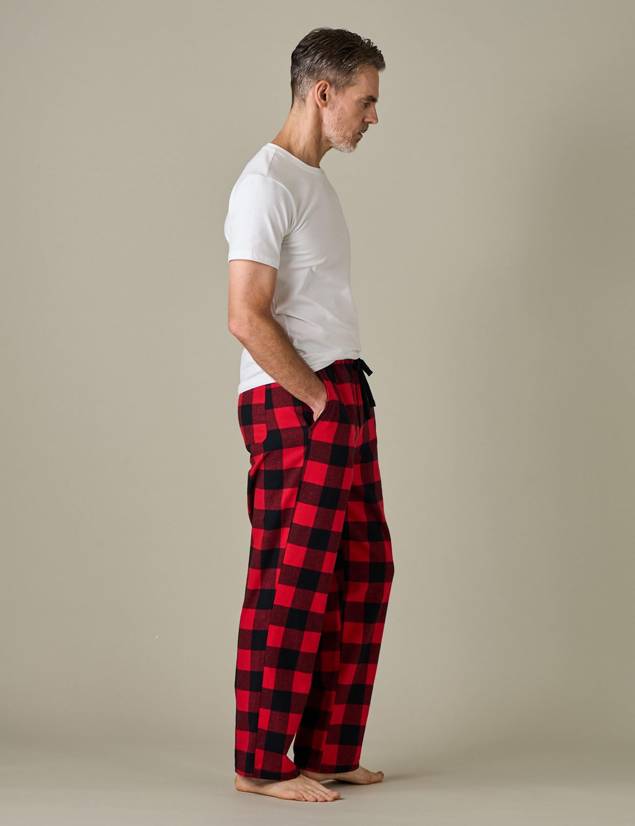 LAPASA Pantaloni Pigiama 100% Cotone Leggero Uomo con Tasche Laterali - Abbigliamento da Notte Pantaloni Tuta Lunghi Casa Relax Scozzesi Quadri Taglie Forti M38