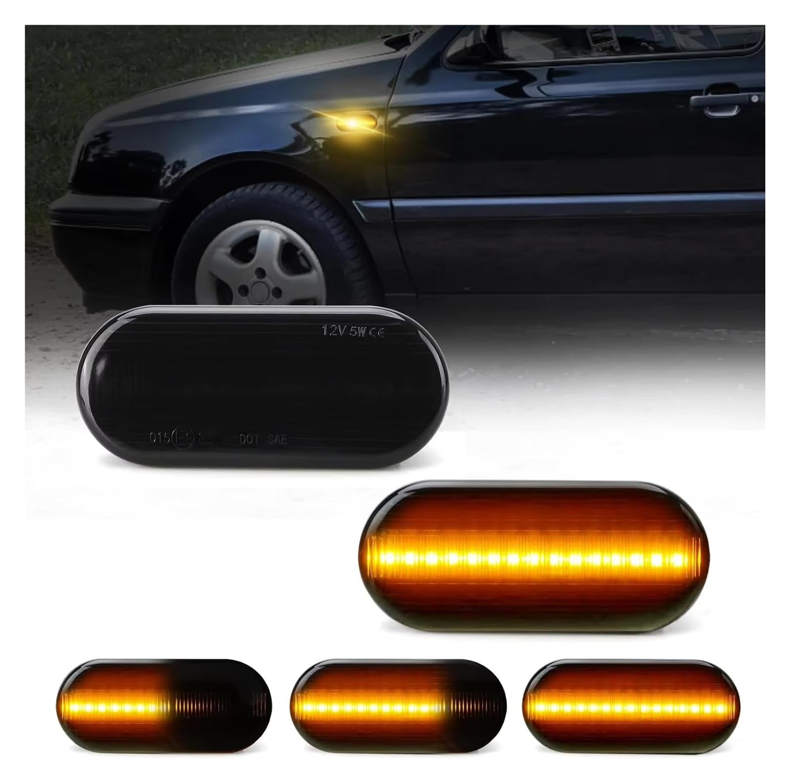 Recambio Intermitente Para SEAT Para Ibiza Para 6L Para Córdoba Para Toledo Para Leon 1993 1994 1995-2008 LED Indicador Lateral Dinámico Señal Giro(Smoked No Dynamic)