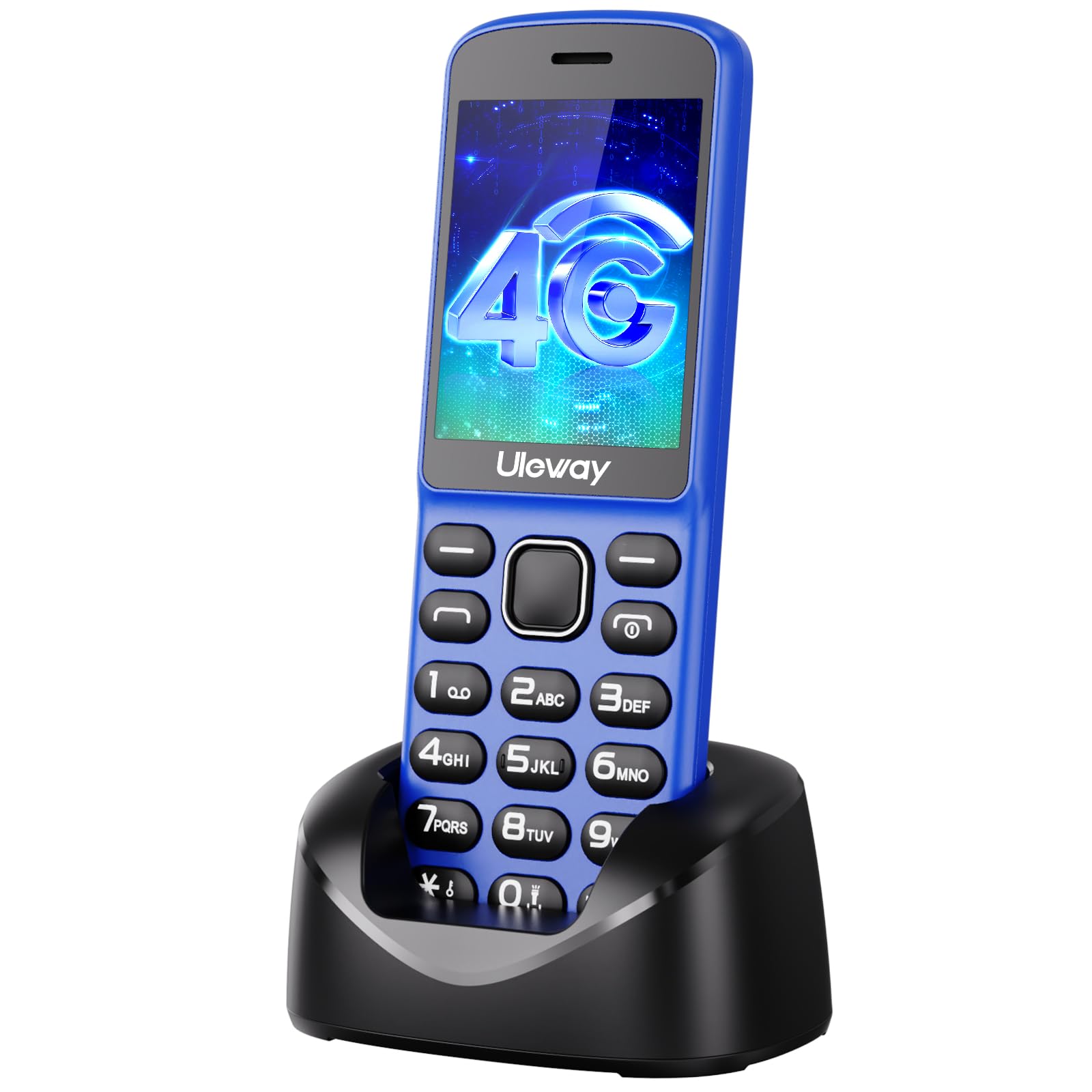 Uleway Téléphone sans Fil et Mobile Senior 2 en 1, 4G Volte Appareil Débloqué Bleu